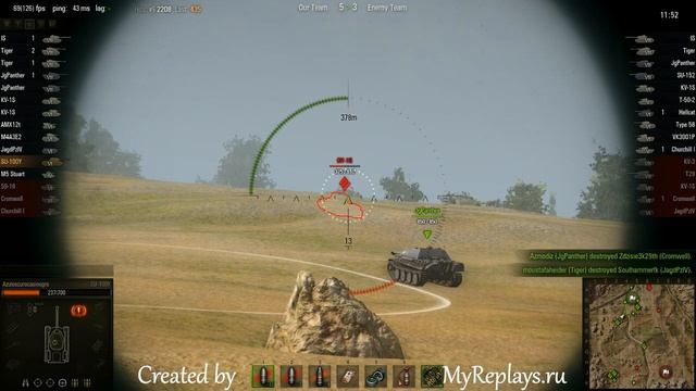 WOT: Steppes - SU-100Y - 3 frags - смотреть онлайн