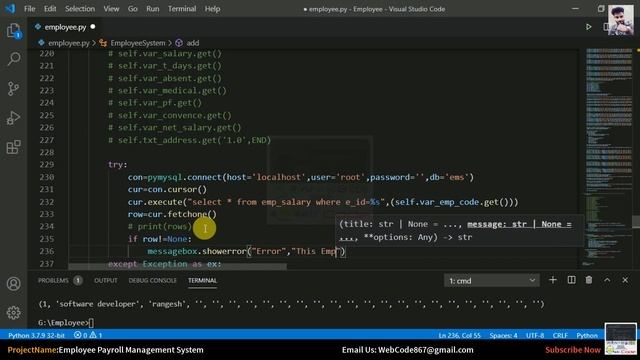 How to Create Employee Payroll Management System with Database in Python | Print Salary | #Part7 смотреть онлайн
