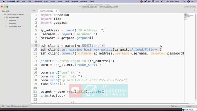 Networking Tutorial with Cisco CCNA 200-301 - 112 - Network Automation - Basic paramiko смотреть онлайн