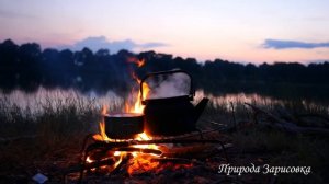звуки для сна, костер на берегу реки, природа