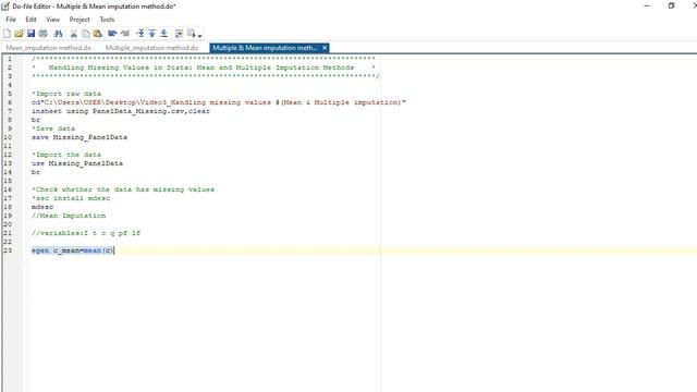 Handling missing values in Stata Using Mean imputation on Panel Data #Part1_2023 смотреть онлайн