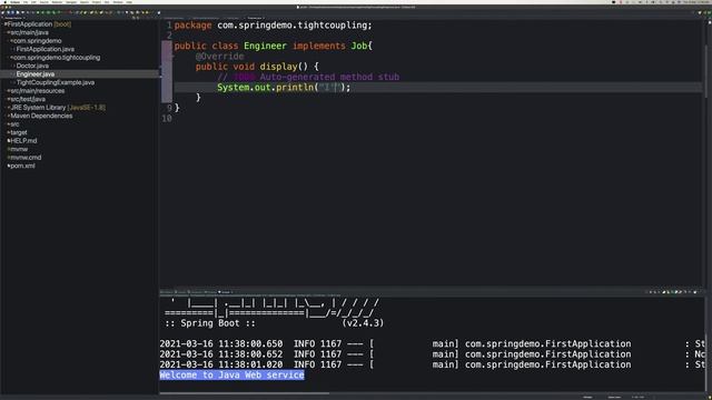 What is loosely coupled and tightly coupled in Java with example | Java web service using Springboo смотреть онлайн