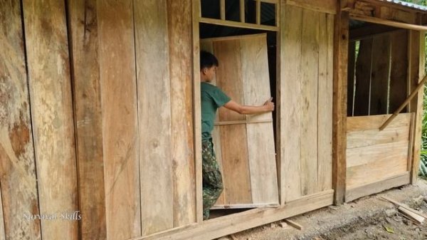 Complete wooden house, daily life on the farm, survival skills