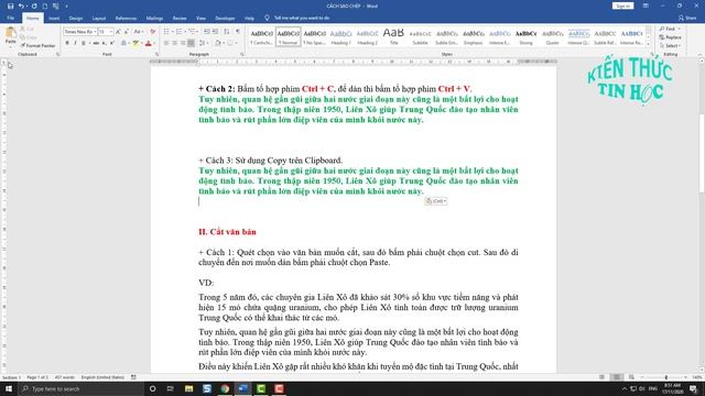Các thao tác sao chép, cắt và dán văn bản trong word смотреть онлайн