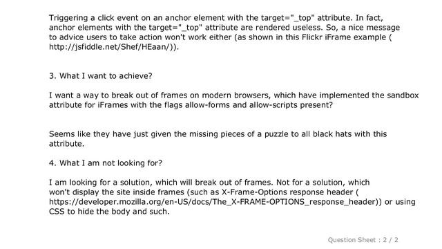 HTML : How to break out of a sandboxed iFrame? смотреть онлайн
