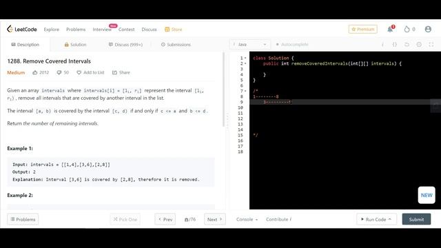 Remove Covered Intervals | LeetCode 1288 смотреть онлайн