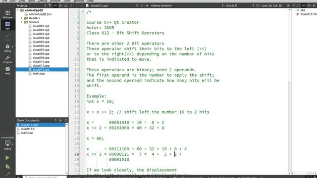 Course C++ Qt with Creator 012 Bit Shift Operatos Left and Right смотреть онлайн