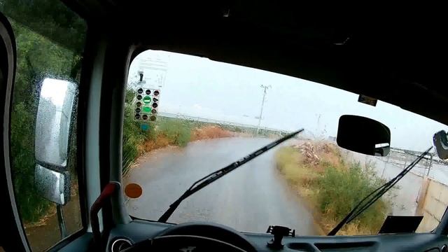 POV Driving Truck #5-Under Heavy Rain