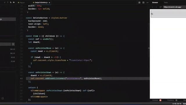 Swipe to Delete | React JS смотреть онлайн