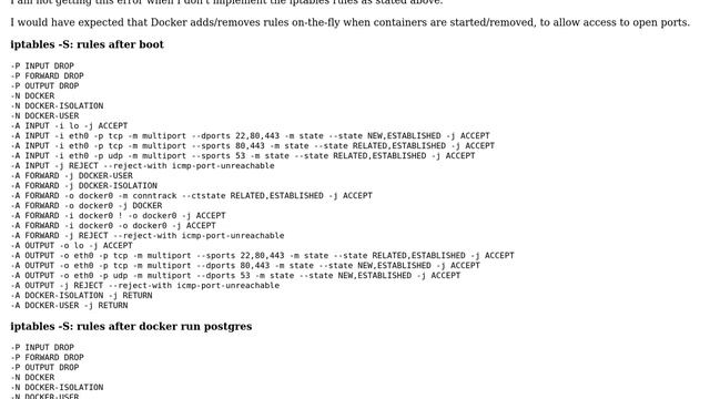 IPTABES & Docker - Why can I not connect to containerized PostgreSQL services? смотреть онлайн