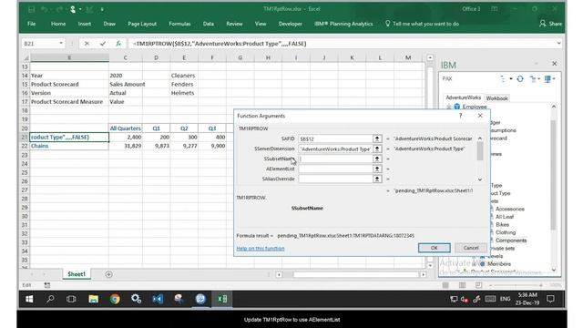 TM1 Function, TM1RPTROW (Excel) смотреть онлайн
