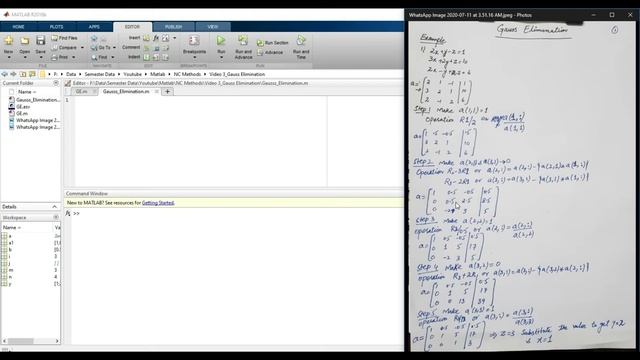 Gauss Elimination | Row Echelon Form Part-1 | Solved Example with MATLAB Code Hints смотреть онлайн