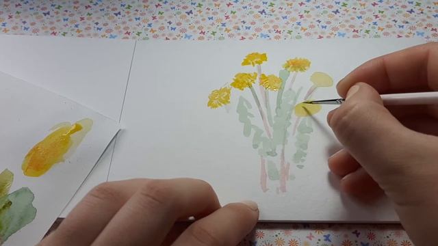 Акварель для начинающих. Как легко нарисовать БУКЕТ ОДУВАНЧИКОВ смотреть онлайн