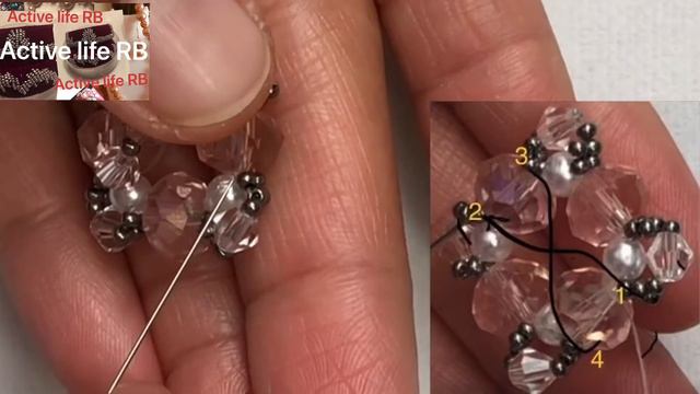 Rose pink silver crystal earrings😍/how to make earrings/DIY handmade jewelry ❤️ смотреть онлайн