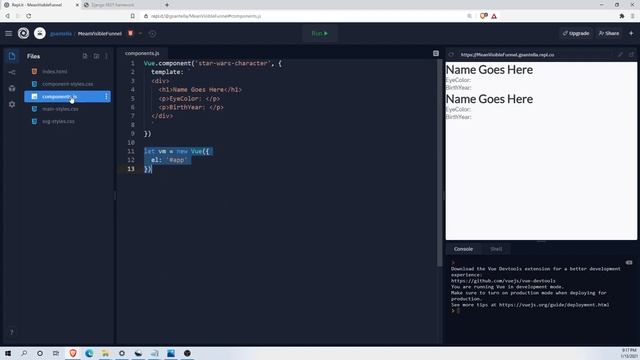 StarWars API and VueJS Components смотреть онлайн