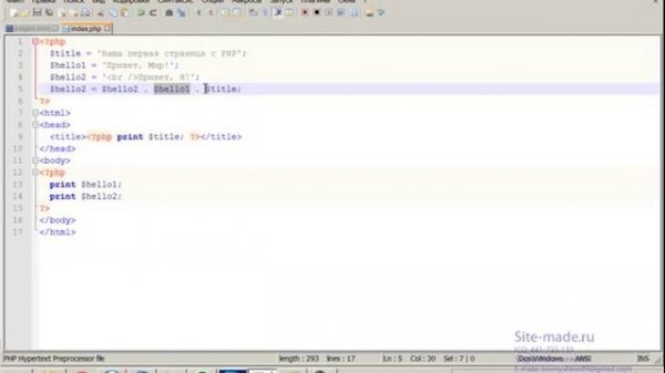 Язык программирования PHP. Переменные PHP
