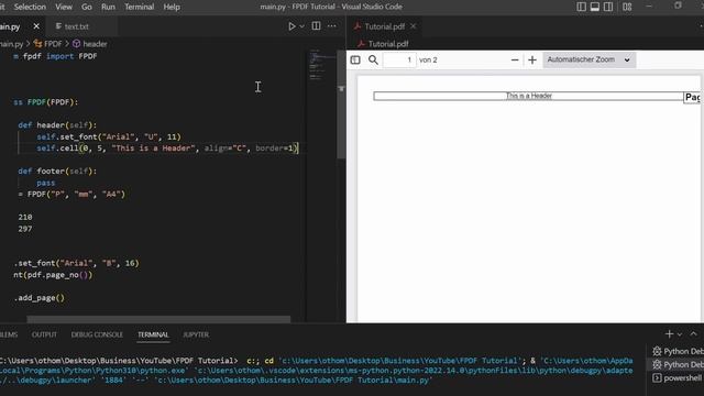 Add Header and Footer to PDF | FPDF | Python смотреть онлайн
