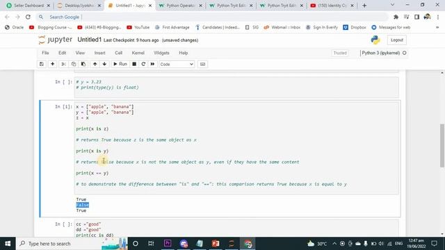 16 -Identity Operators in python смотреть онлайн