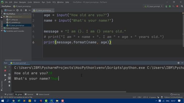 Python cơ bản 04 Sử dụng input prompt nhận dữ liệu từ bàn phím смотреть онлайн