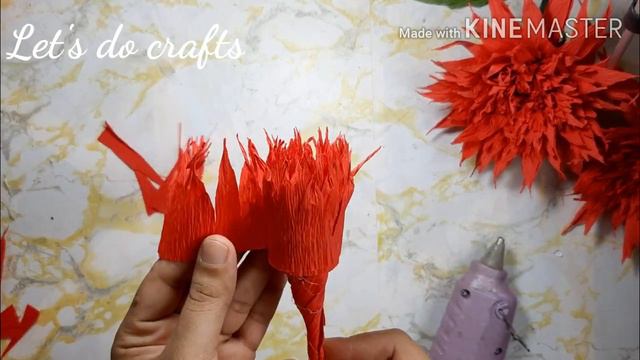 DIY CREPE PAPER FLOWER /easy crepe paper dahlia / dahlia flower making from paper/ paper flowers смотреть онлайн