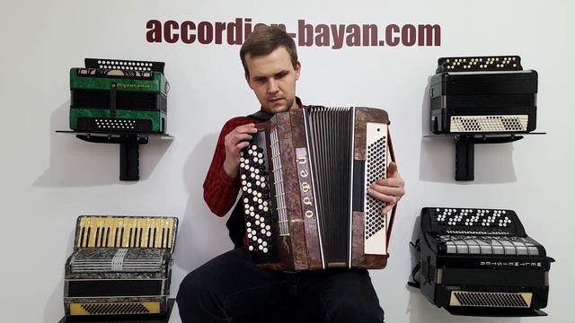 Russian Bayan Orfey Баян Орфей Chromatic button accordion 5 rows 120 bass buttons смотреть онлайн