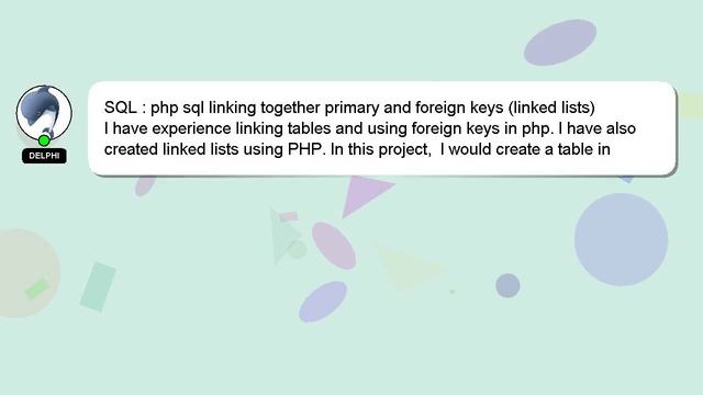 SQL : php sql linking together primary and foreign keys (linked lists) смотреть онлайн