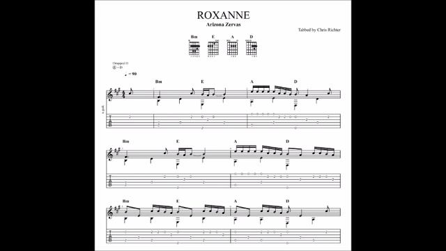 Arizona Zervas ROXANNE with tablature/sheet music for solo fingerstyle guitar смотреть онлайн