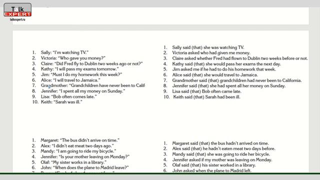 Грамматика английского языка. Косвенная речь слова автора в прошедшем времени. Правило + упражнения смотреть онлайн