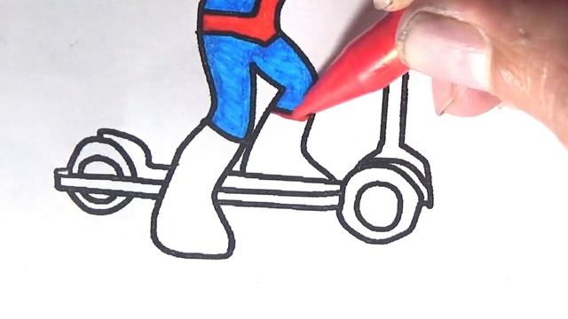 COLORING PAGE SPIDEY AMAZING FRIENDS,coloring spidey riding scooter смотреть онлайн