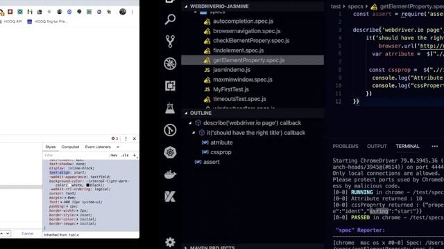 webdriverIO-getAttribute , getCSSProperties , getHTML, getProperties , getTagName , getValue, getTe смотреть онлайн