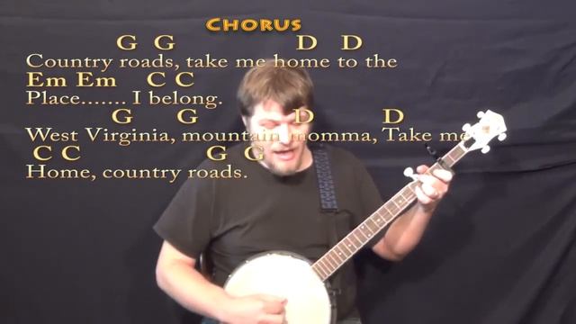 Country Roads - Banjo Cover Lesson with Lyrics/Chords смотреть онлайн
