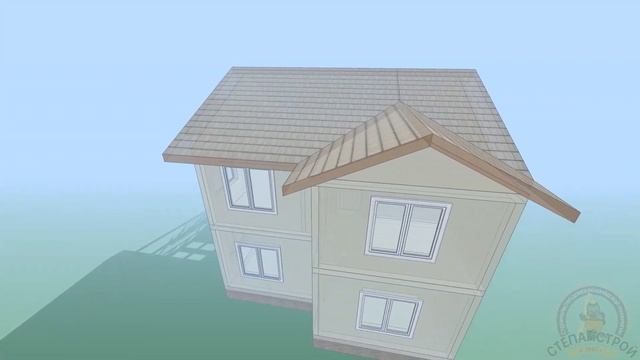 Проект дома из СИП панелей, двухэтажный дом 145 м² с террасой и эркерами. СтеПанСтрой, арт 7642. смотреть онлайн