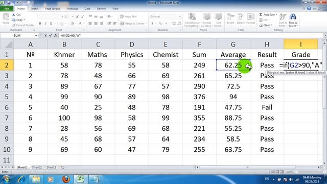 How to use if formula for Grade in excel [khmer] смотреть онлайн