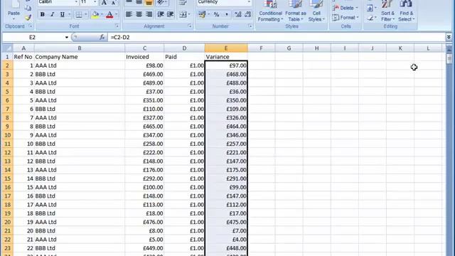 Excel 2007: Quick way to copy formula by using fill handle смотреть онлайн