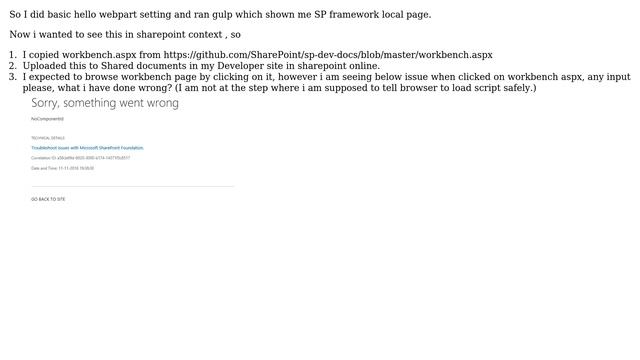 Sharepoint: Sharepoint Workbench Page With NoComponentId Error