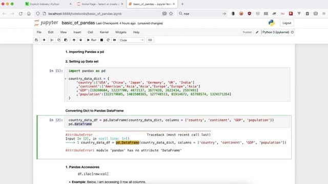 AttributeError: module 'pandas' has no attribute 'DataFrame' смотреть онлайн