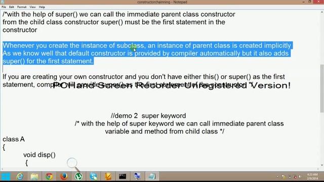 Java Tutorial by Rajan Jain : Constructor Chaining Super keyword Super() methodvideo12 смотреть онлайн