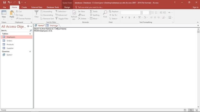 SQL in MS Access - Rename Columns during Selection with AS смотреть онлайн