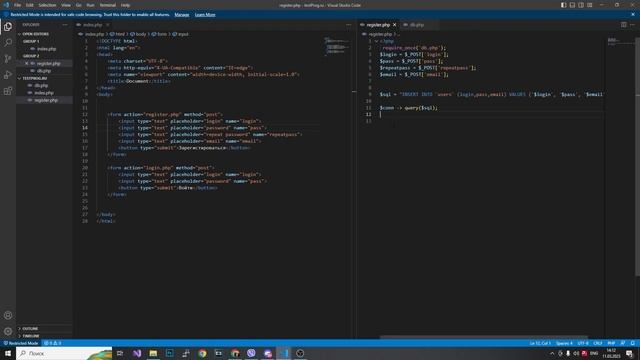 Создаем простую форму регистрации и авторизации | PHP, MYSQL, HTML смотреть онлайн