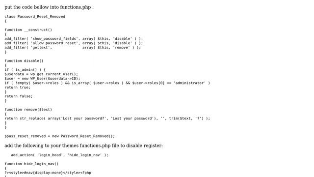Wordpress: How to disable register and reset the password from WordPress admin panel? смотреть онлайн