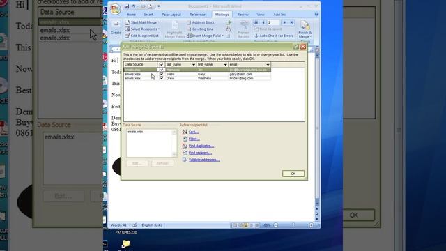 E-Mail Mail Merge Tutorial using Word and Excel 2007 смотреть онлайн