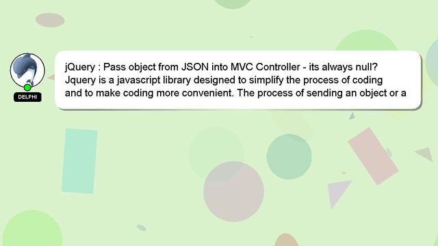 jQuery : Pass object from JSON into MVC Controller - its always null? смотреть онлайн