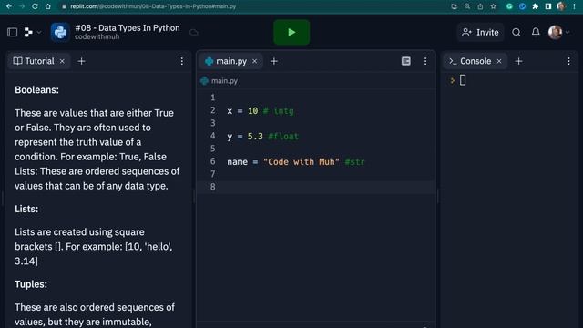 Python Data Types | Python Course 2023 -#08 смотреть онлайн