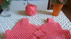 Детский топик,связанный крючком из пряжи "Ирис".