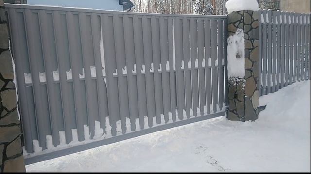 Откатные ворота под ключ Штакетник Автоматика #забормаркет смотреть онлайн
