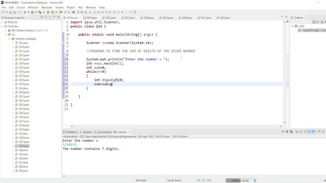 || 24 || Java program to find sum of Digits of a Number | Find sum of digits of a number | Java Cod смотреть онлайн