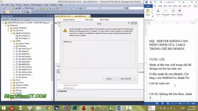 [SQL Server] Không thể lưu dữ liệu trong chế độ Design (Thiết Kế) của SQL Server смотреть онлайн