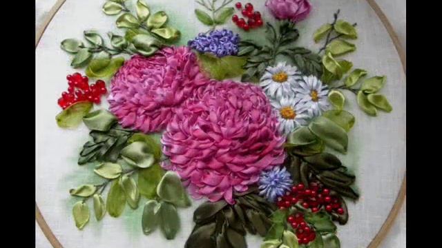 Картина, вышитая лентами на конкурс "Очей очарованье" смотреть онлайн