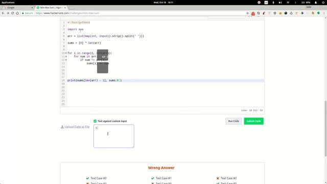 Hacker rank "Mini-Max Sum" Problem solution смотреть онлайн