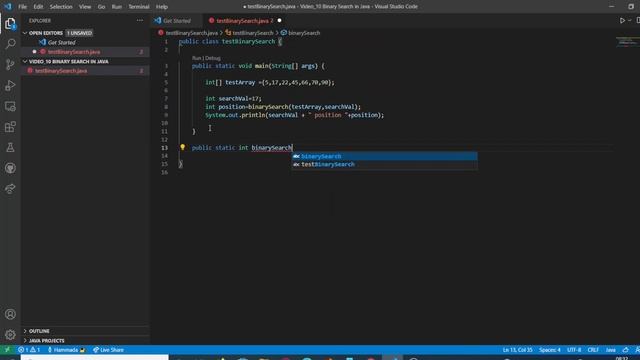 Data Structures Binary Search in Java смотреть онлайн